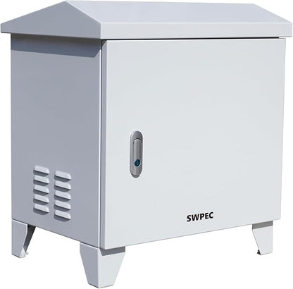 Pond, Water Garden Weatherproof Outdoor Cabinet Enclosure for Pond Aerator, Air Pump 20”W×15”D×19”H with pre-drilled knockouts, 110V Cooling Fan and pre-wired outlet included