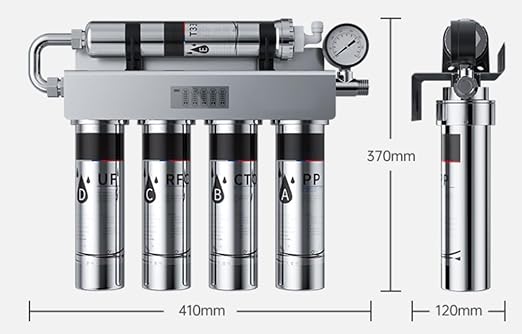 PaniFlow, Water Filter System, 5 Stages Ultrafiltration Water Purifier for Sink, Pur Water Filter, 90 L/H, Tankless Instant Water Purifier for House, Filter Replacement Indicator (Stainless Steel)