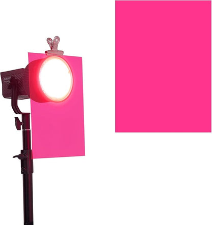 Lystaii 9pcs Gel Light Filter Color Correction Colored Overlays Transparent Color Film Lighting Gel Filter Plastic Sheets Correction 11.7 by 8.3 Inches for Film Video, Photo, Stage (Rose Red)