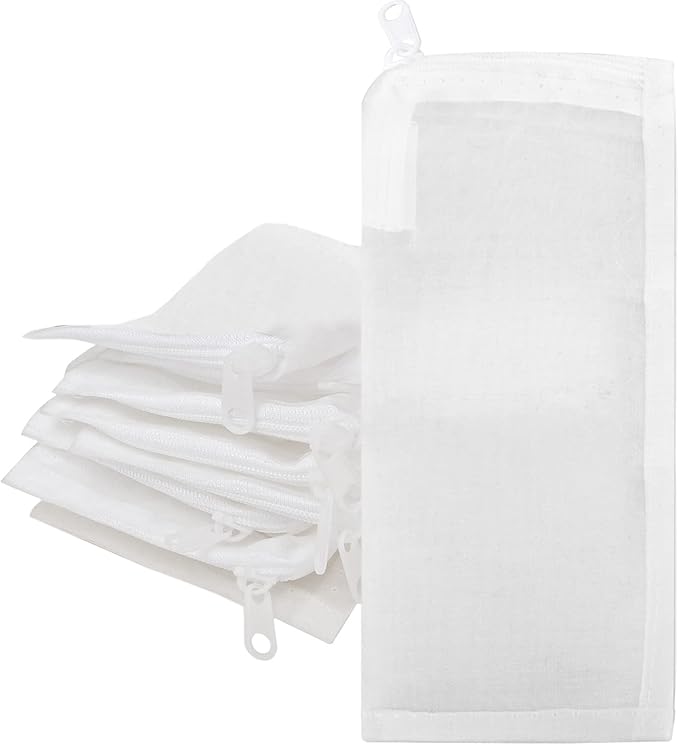 Segarty Media Bags for Aquarium Filter, 10 Pack 0.15mm Extra Fine Mesh 7.7 x 3 Reusable White Nylon Net Bags with Plastic Zipper for Charcoal, Bio Balls, Ceramic Rings, Activated Carbon, Fish Tank