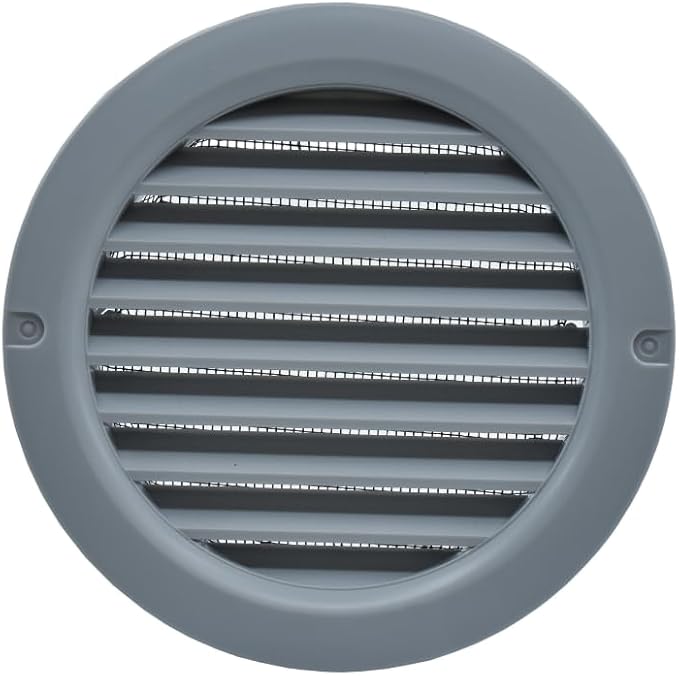 VENTS-US – 4" Round Plastic Vent Cover in Slate Gray with Built-in Insect Screen Mesh and Flange for Air Supply or Exhaust Air Applications - Compatible with 4 Inch Diameter Ducts (2-Pack)