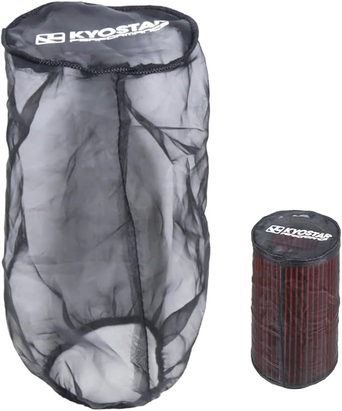 KYOSTAR Universal Air Filter Cover for Car Cold Air Intake Systems, Flexible Air Filter Sock for High Flow Air Intake Filter, Dustproof Washable High-Flow Air Cleaner Wrap, 9.4" Height & 5.9" Diameter