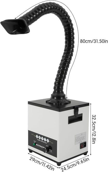 100W Fume Extractor Smoke Purifier,3-Stage HEPA Activated Carbon Filters, Low-Noise,225m³/h Air Flow, Tabletop Adsorption Filtration for Soldering,Smoke, Dust, Particles, Rosin, Hair