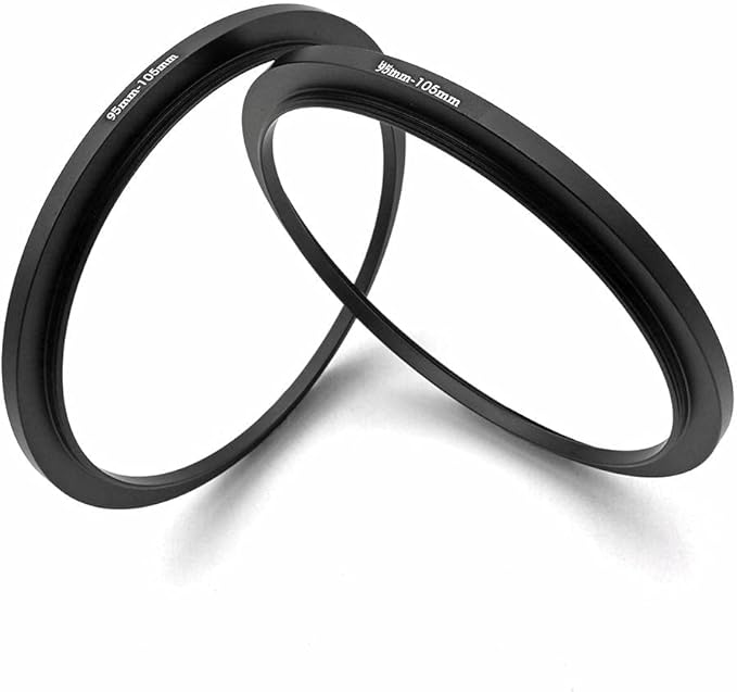 Metal Step Up Ring, 95mm to 105mm 95-105mm Step Rings 2 Pieces Step-Up Lens Adapter Ring for Canon Nikon Sony Camera Lens LingoFoto
