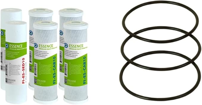 High Capacity Replacement Pre-Filter Set, White & 3 Pcs 3.5" O.D. Replacement O-Ring for Reverse Osmosis Water Filter Housings, Black, 3 Count