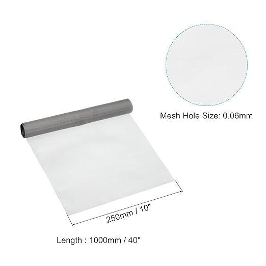 PATIKIL 40" L x 10" W Woven Wire Mesh, 250 Mesh 316L Stainless Steel Air Vent Filter Screen for Window Security Vent Cover Filtration Animals Fence