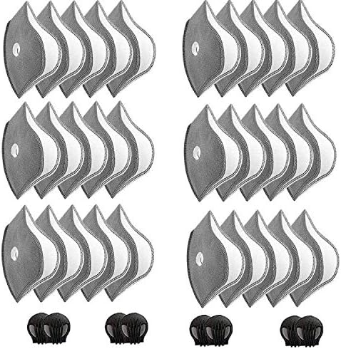 30 Pcs Activated Carbon Face Filters Anti Dust Replacements Parts for Most Sport Bicycle Cycling Mask Filters with 8 Exhaust Breathing Valves Replacement