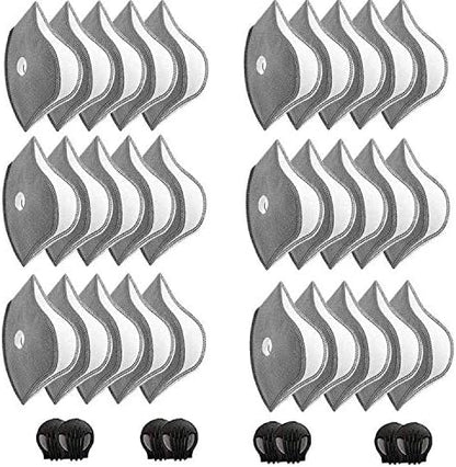 30 Pcs Activated Carbon Face Filters Anti Dust Replacements Parts for Most Sport Bicycle Cycling Mask Filters with 8 Exhaust Breathing Valves Replacement