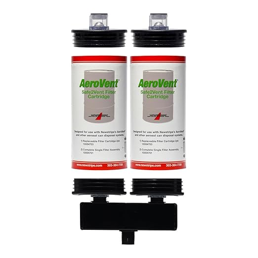 AeroVent Safe2Vent Dual Filter Assembly (Part #10004722) | Fits Multi-Can & Single-Can Systems | 2 Reusable Tops & Bases, 2 Filters | Viz-a-Ball Indicator | Compliant in All 50 States | Made in USA