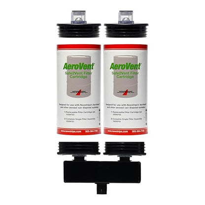 AeroVent Safe2Vent Dual Filter Assembly (Part #10004722) | Fits Multi-Can & Single-Can Systems | 2 Reusable Tops & Bases, 2 Filters | Viz-a-Ball Indicator | Compliant in All 50 States | Made in USA