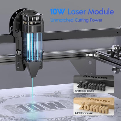 Longer RAY5 10W Laser Engraver with Air Pump, Limit Switch Kit and Y-Axis Extension Kit, Expand Working Area to 33.46" x 15.75", 3.5” Color Touch Screen, DIY Engraver Tool for Metal/Glass/Wood