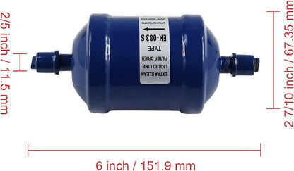Refrigerant Filter Dryer Liquid Line Filter Drier 3/8 IN Sweat SDML-083S Compatible with HFC CFC HCFC Straight Cool Air Conditioner From 1 to 5 Tons, Widely use in Refrigeration and Heating Systems