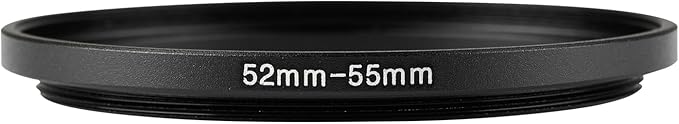 52-55mm Metal Step-Up/Down Ring Adapter Compatible with Mirrorless Cameras DSLR Lens, UV CPL ND Filter Thread Converter, Black