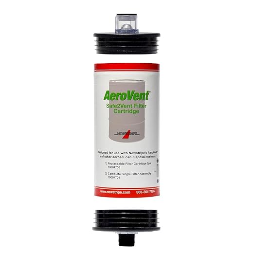AeroVent Safe2Vent Single Filter Assembly (Part #10004701) | Fits Single-Can Systems | Reusable Top, Base & Filter Cartridge | Viz-a-Ball Indicator | Compliant in All 50 States | Made in USA