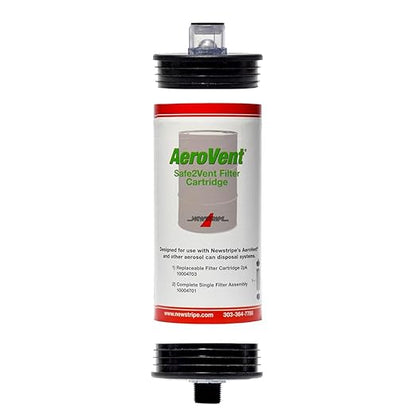 AeroVent Safe2Vent Single Filter Assembly (Part #10004701) | Fits Single-Can Systems | Reusable Top, Base & Filter Cartridge | Viz-a-Ball Indicator | Compliant in All 50 States | Made in USA
