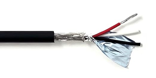 3C 20AWG AMSB Shielded Cable Wire (UL2464) - Highly Flexible Str TC, PVC Ins, OS+TC BRD, PVC JKT for CNC Machine, Stepper Motor, VFD Spindle (Matte Black 25FT)
