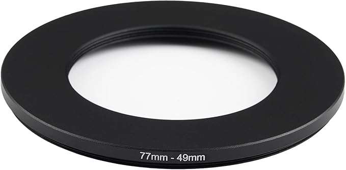 77mm Lens to 49mm Camera Lens Adapter 77mm to 49mm Step Down Ring Adapter Ring for All Brands of UV ND CPL, with Premium Lens Wiping Cloth 2 Pack (77mm-49mm)