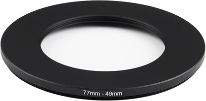 77mm Lens to 49mm Camera Lens Adapter 77mm to 49mm Step Down Ring Adapter Ring for All Brands of UV ND CPL, with Premium Lens Wiping Cloth 2 Pack (77mm-49mm)