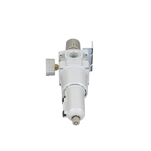 PneumaticPlus SAW600-N10BG-MEP Compressed Air Filter Regulator Piggyback Combo 1" NPT - Metal Bowl, Manual Drain, Bracket, Gauge