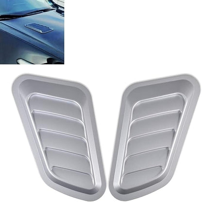 KaTur 1 Pair Universal Car ABS Decorative Air Flow Intake Scoop Turbo Bonnet Vent Cover Hood (Gray)