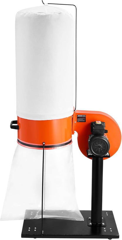 VEVOR Dust Collector, 800 CFM 2.5 Micron Vortex Cone Dust Collectors, 1HP Sawdust Collection System with 16-Gallon Large Capacity Dusts Collector Bag, Filter Bag, and Casters, 3400 RPM High Speed