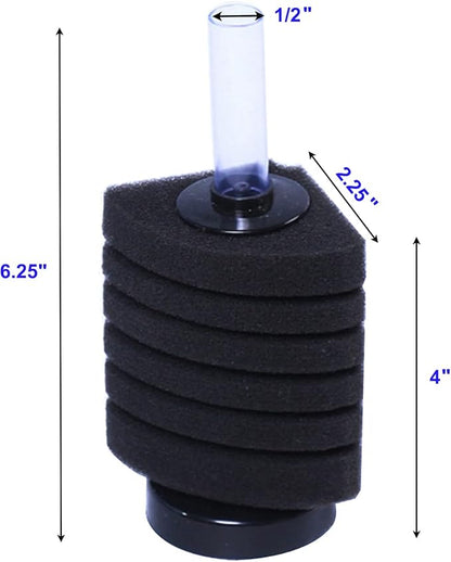 AQUANEAT Aquarium Corner Sponge Filter, for Breeding Shrimp Nano Fish Tanks with Airline Tubing, Valves and Suction Cups