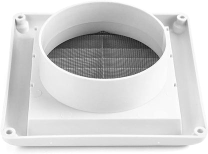 QWORK Air Vent ABS Louver Grille Cover, 2 Pack 4" Square Covers with Built-in Fly Screen Mesh for Bathroom Office Home