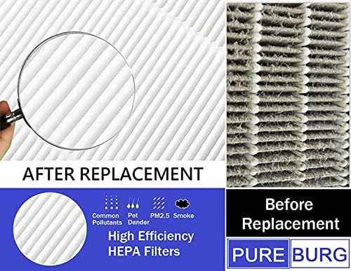 PUREBURG 12030 Replacement Filter Compatible with Clorox 11030 11031 Medium Rooms Air Purifiers,2-Pack H13 True HEPA Activated Carbon 2-in-1 3-Stage Filtration