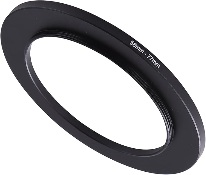 58-77mm Step-Up Ring Adapter, 58mm to 77mm Step Up Filter Ring for 58mm Lens Mount 77mm for DSLR Lenses and ND UV CPL IR Filters （58-77mm）