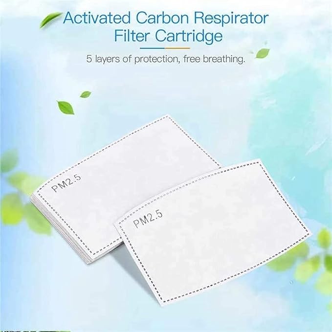 100 Pcs Activated Carbon PM2.5 Mask Filter Paper 5 Layers Replacement PM 2.5 Face Filter Insert