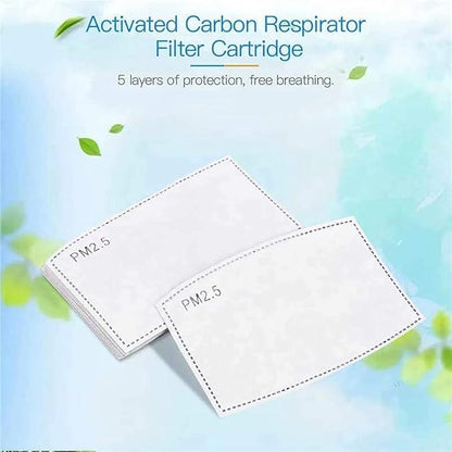 100 Pcs Activated Carbon PM2.5 Mask Filter Paper 5 Layers Replacement PM 2.5 Face Filter Insert