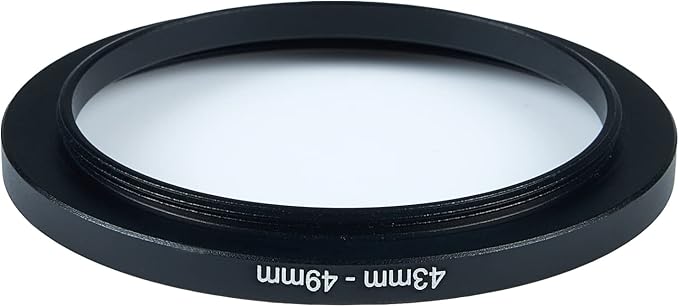 43mm to 49mm Step-Up Ring Filter Adapter for All Brands UV ND CPL Metal Ring Step-Up Rings Adapter Filter (43mm-49mm)