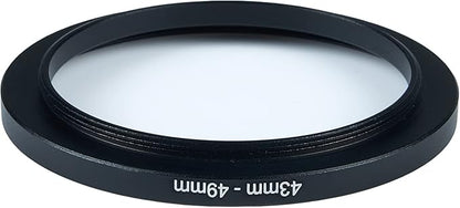 43mm to 49mm Step-Up Ring Filter Adapter for All Brands UV ND CPL Metal Ring Step-Up Rings Adapter Filter (43mm-49mm)