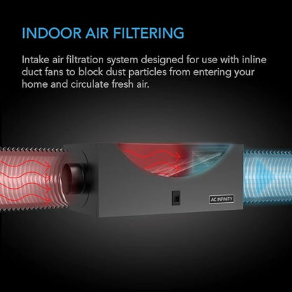 AC Infinity Inline Filter Box 10" with High Efficacy Filter, Whole House HVAC Filtration Kit, Fits 10-Inch Inline Duct Fans for Fresh Air Intake and Ventilation