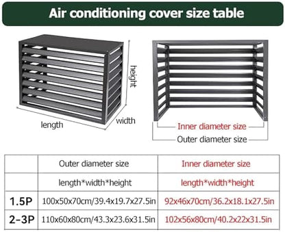 Aluminum Air Conditioner Cover Exterior Air Conditioning Unit Cover Air Conditioner Fence Screen Privacy Fence Trash Can Enclosure Outdoor Condenser Protective (Gray 110x60x80cm)