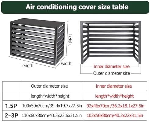 Aluminum Air Conditioner Cover Exterior Air Conditioning Unit Cover Air Conditioner Fence Screen Privacy Fence Trash Can Enclosure Outdoor Condenser Protective (Gray 100x50x70cm)
