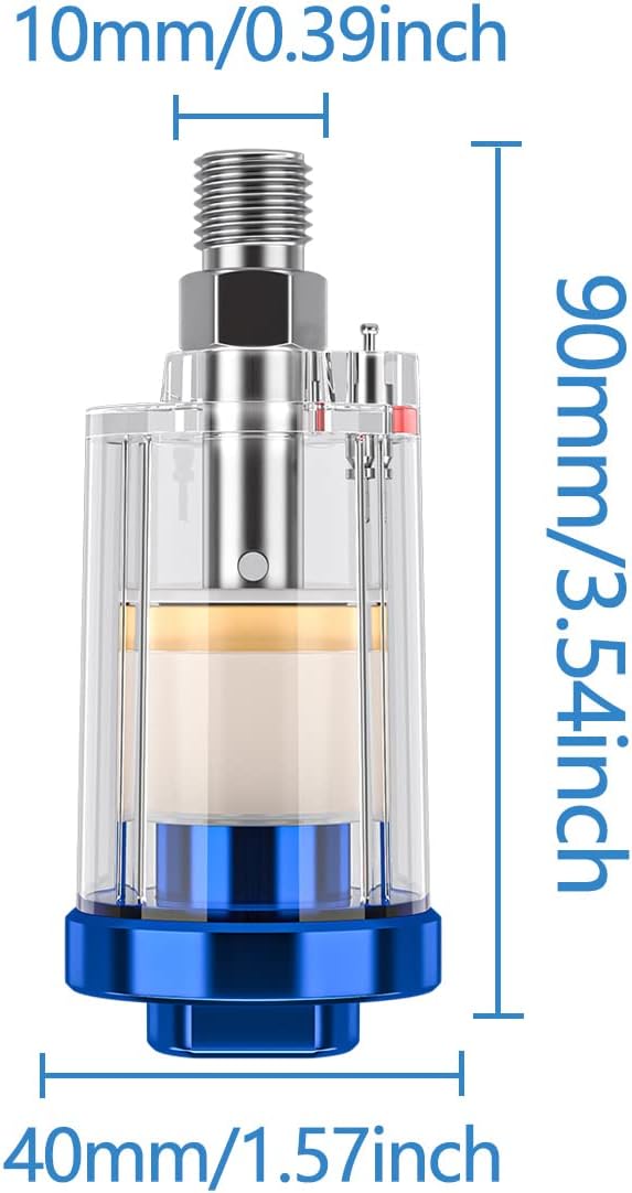 3 Pcs Water Oil Separator Mini in-Line Air Filter, 1/4 Inch NPT Inlet and Outlet Airbrush Filter Moisture Separator - Use on Compressor Air Line Hose, Air Tools, Paint Spray Guns