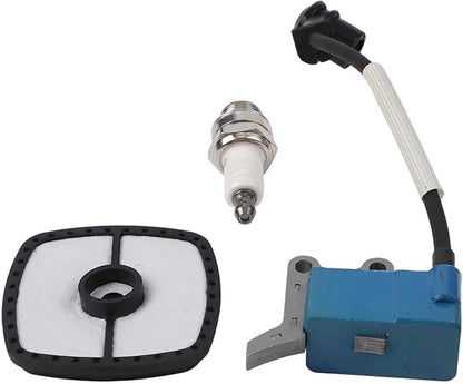 Ignition Coil Spark-Plug and Air Filter Kit for Echo SRM-225 SRM-2320T PAS-225 String Trimmers and Brushcutters Outdoor-Power Equipment Replacement Parts Blue