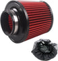 3" 76mm Universal Cold Air Intake Filter with Dustproof Cover – High Flow Round Tapered Cone Air Cleaner with Closed Top Design