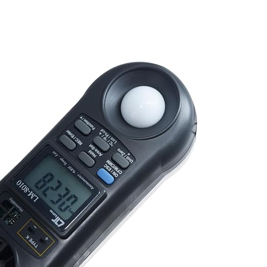 Air Velocity Meter with Temperature, Humidity & Lux Sensors (4 in 1 Anemometer) for Green Houses, AC & Ventilation Ductsby Model: LM-8010