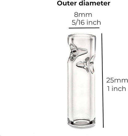 Premium Quality Glass Cigarette Rolling Filter Tips - Pack of 10 (8x25mm-Round Mouth)