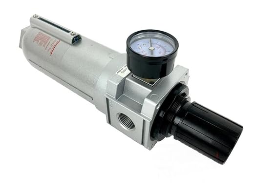 FR926N 3/4" Industrial Pressure Regulator/Particulate Filter Water Trap Manual Drain - for Compressed Air Treatment - Air Pressure Regulators Combo - 160 CFM Flow Rate, 250 PSI Max Input, 11 oz