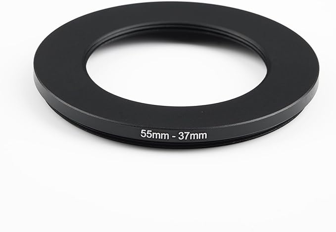 55mm Lens to 37mm Camera Lens Adapter 55mm to 37mm Step Down Ring Adapter Ring for All Brands of UV ND CPL, with Premium Lens Wiping Cloth 2 Pack (55mm-37mm)