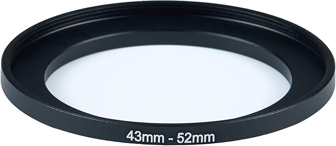 43mm to 52mm Step-Up Ring Filter Adapter for All Brands UV ND CPL Metal Ring Step-Up Rings Adapter Filter (43mm-52mm)
