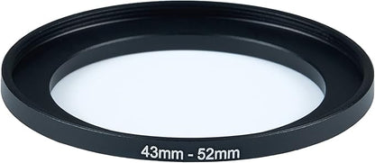 43mm to 52mm Step-Up Ring Filter Adapter for All Brands UV ND CPL Metal Ring Step-Up Rings Adapter Filter (43mm-52mm)