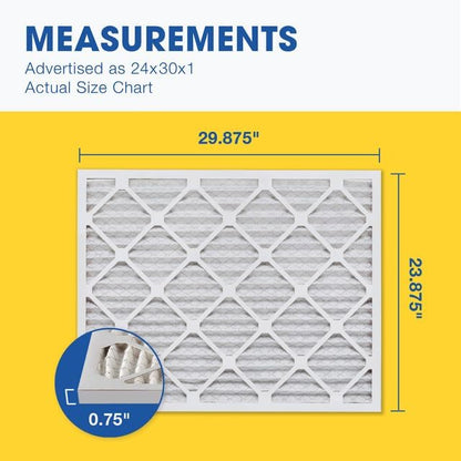 Aerostar 24x30x1 MERV 13 Pleated Air Filter, AC Furnace Air Filter, 4 Pack (Actual Size: 23 7/8" x 29 7/8" x 3/4")