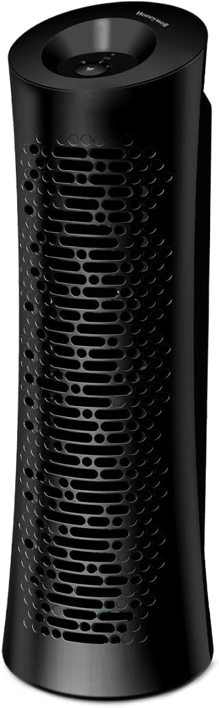 Honeywell HPA030 HEPA Tower Air Purifier, Airborne Allergen Reducer for Medium/Large Rooms (200 sq ft), Black - Wildfire/Smoke, Pollen, Pet Dander, and Dust Air Purifier
