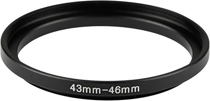 43-46mm Metal Step-Up Ring Adapter Compatible with Mirrorless Cameras DSLR Lens, UV CPL ND Filter Thread Converter, Black