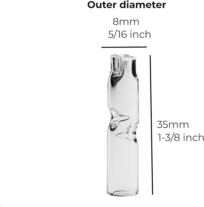 Premium Quality Glass Cigarette Rolling Filter Tips - Pack of 10 (8x35mm-Flat Mouth)
