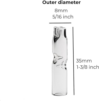Premium Quality Glass Cigarette Rolling Filter Tips - Pack of 10 (8x35mm-Flat Mouth)